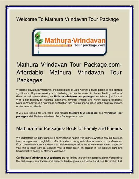 PPT - Mathura Vrindavan Tour Package.com- Affordable Mathura Vrindavan ...