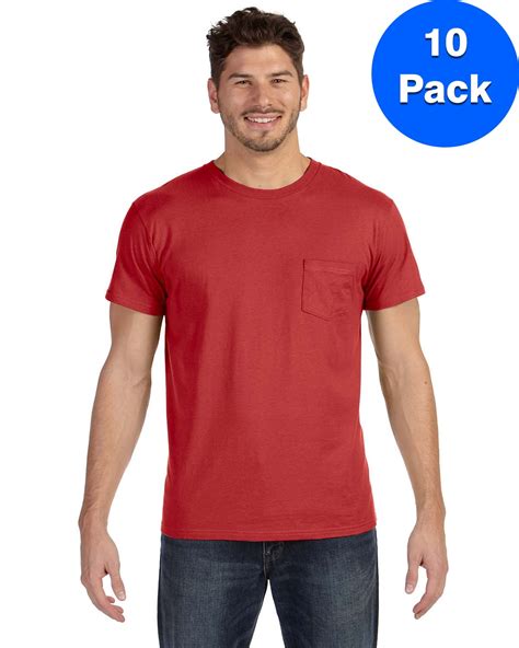 Hanes - Mens Ringspun Cotton nano-T T-Shirt with Pocket 498P (10 PACK) - Walmart.com - Walmart.com