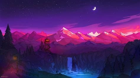 (1) [1366x768] Colorful Mountains Night Minimal. : wallpaper | 4k wallpapers for pc, Minimalist ...