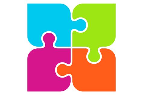 Colorful Jigsaw Logo. Puzzle Pieces Conn Graphic by ladadikart · Creative Fabrica