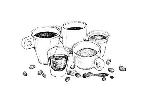 Premium Vector | Hand drawn sketch of various hot coffee