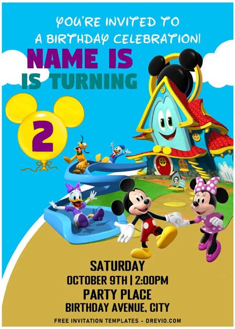 Free Editable PDF – Mickey Funhouse Birthday Invitation Templates | Download Hundreds FREE ...