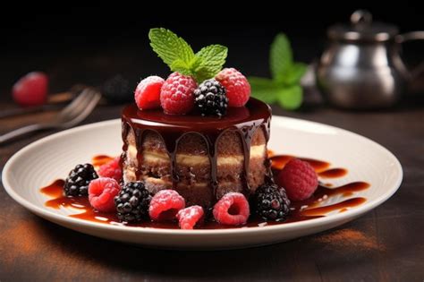 Premium AI Image | a plate of dessert