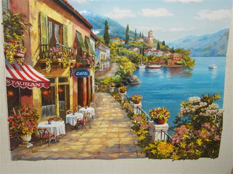 Mediterranean Cafe | Landscape wall art, Murals your way, Wall art painting