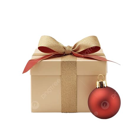 Empty Brown Beige Gift Box With Red And Gold Christmas Ornament, Present, Christmas Box, Gift ...
