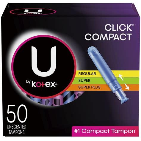 U by Kotex Click Compact Tampons, Multipack, Regular, Super & Super Plus Absorbency, 50 Ct ...