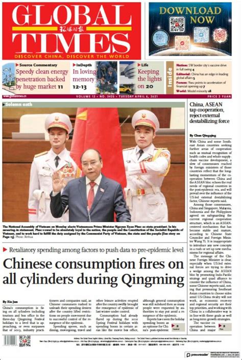 Periódico The Global Times (China). Periódicos de China. Edición de ...