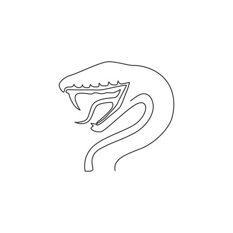 One single line drawing of venomous snake for medicine concoction logo ...