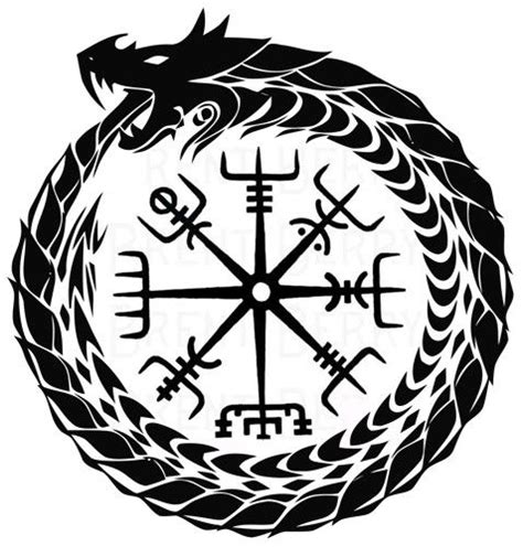 Dragon ouroboros with vegvisir | Norse tattoo, Rune tattoo, Viking tattoo symbol