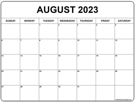 Printable August 2023 Calendar - Riset