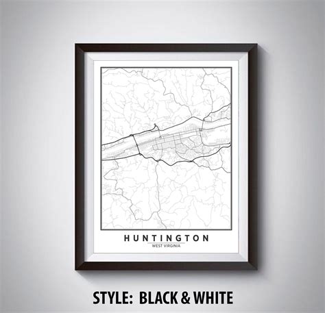 Map of Huntington WV Huntington Map Huntington Poster - Etsy