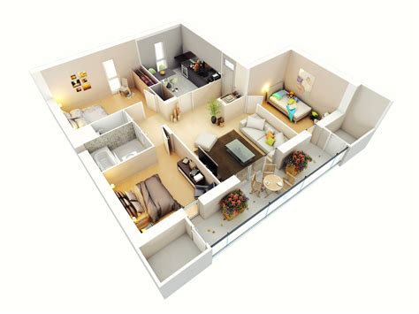 25 Planos Geniales en 3D para Distribución de Planta | Apartment floor ...