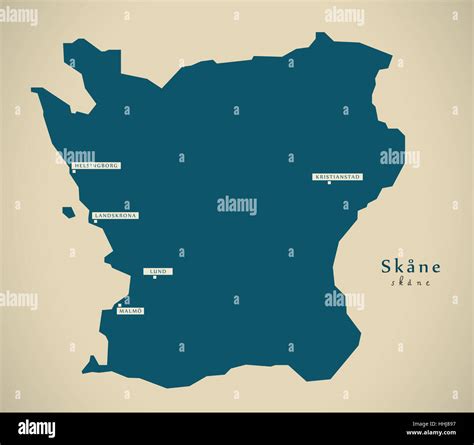 Modern Map - Skane Sweden SE illustration Stock Photo - Alamy