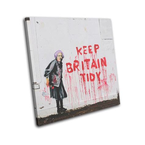 Britain Funny Lady Banksy Street SINGLE Canvas Art Print Box | Etsy