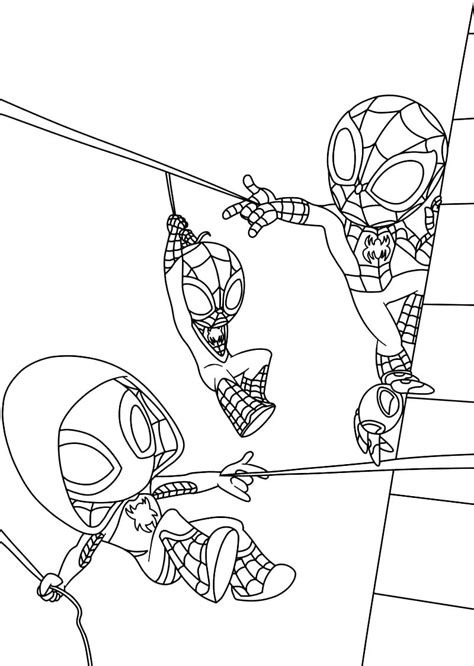 Spidey and His Amazing Friends to Color Coloring Page - Free Printable Coloring Pages for Kids