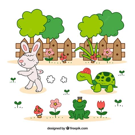 Premium Vector | The tortoise and the hare fable