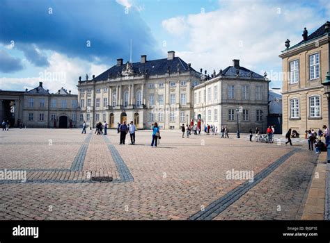 Amalienborg Palace in Copenhagen, Denmark, is the winter home of the Stock Photo, Royalty Free ...