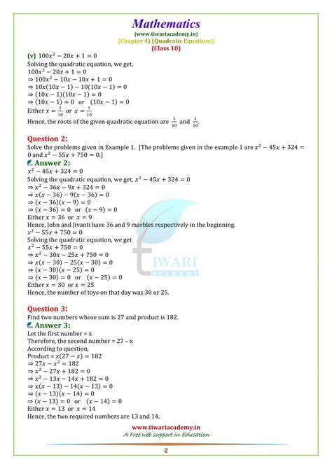 NCERT Solutions for Class 10 Maths Chapter 4 Exercise 4.2 Study Online