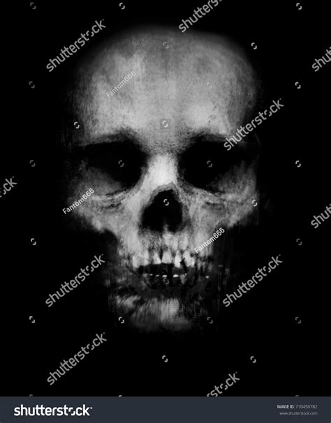 Spooky Skull Isolated On Black Background Stock Illustration 710450782 ...