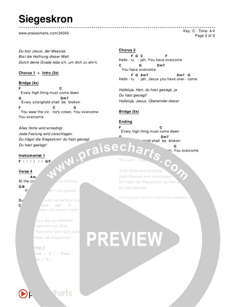 Siegeskron (Victor's Crown) Chords PDF () - PraiseCharts