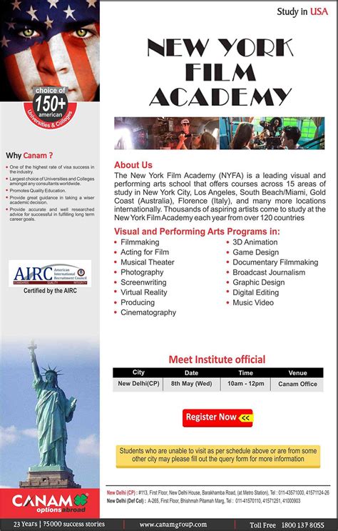 Study in USA - New York Film Academy. For complete information ...