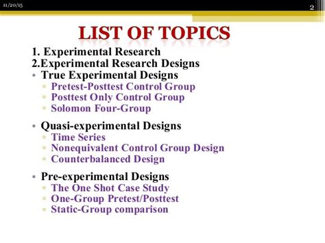 ️ Experimental research topics. Types of Research Studies. 2019-02-18