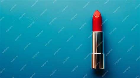 Premium Photo | Red Lipstick on Blue Background Vibrant Beauty