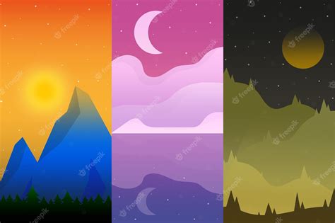 Premium Vector | Backgrounds with starry sky and mountains