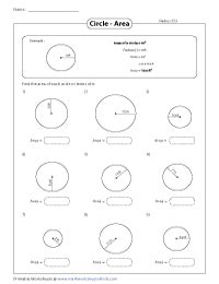 Circumference and Area of Circles Worksheets