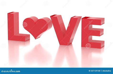 Red Word LOVE with Heart Isolated on White Stock Illustration ...