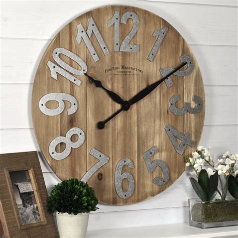 FirsTime & Co.® Farmhouse Slat Wood Wall Clock, American Crafted, Tan, 22.5 x 2 x 22.5 in ...