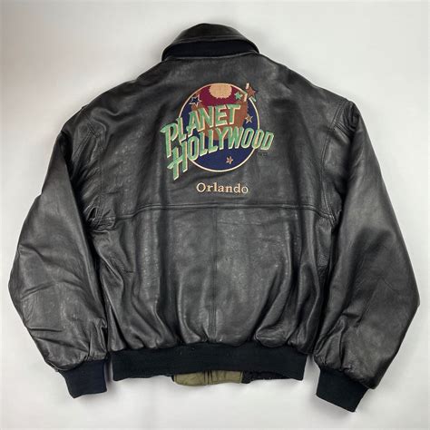 Vintage 90s Planet Hollywood Orlando Mens Sz M Leather Bomber Jacket Reversible | eBay