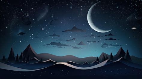 Premium AI Image | Enchanting digital painting crescent moon night sky with copy room