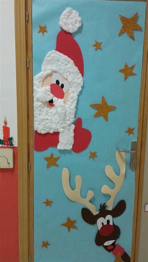 Decoración Papa Noel y Reno para Navidad. Santa Claus para puerta. christmas decorati… | Puerta ...