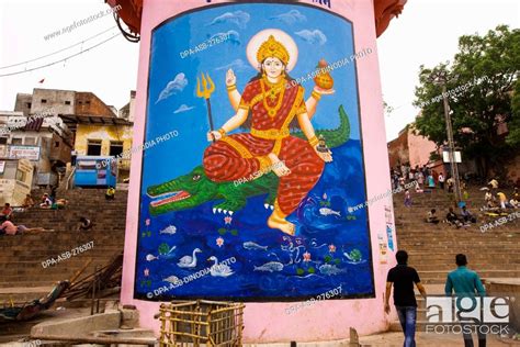 Goddess Parvati wall painting at Dr Rajendra Prasad Ghat, Varanasi, Banaras, Benaras, Kashi ...