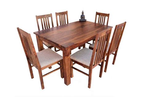 Buy 6 Seater recto simplex dining table with vernal upholstery chair | Dining Room, 6 Seater ...