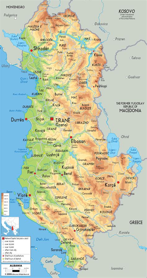 Physical Map of Albania - Ezilon Maps | European Federation | Pinterest | Albania, Rivers and Lakes