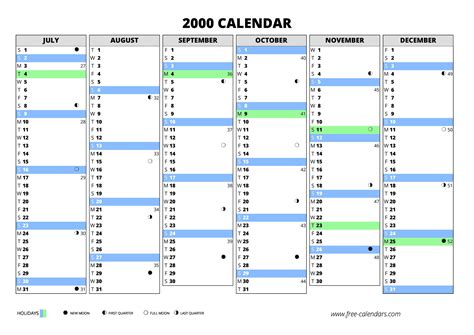 2000 calendar ≡ free-calendars.com