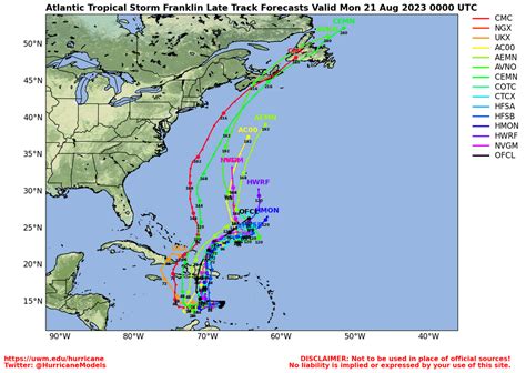 Path Of Hurricane Franklin 2025 - Randy Carrissa