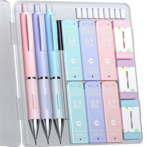 Four Candies Pastel Mechanical Pencil Set - 3PCS 0.9mm Mechanical Pencils with 360PCS HB Lead ...