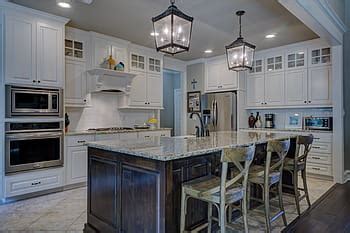 kitchen interior, kitchen, stove, cabinets, appliance, room, home ...