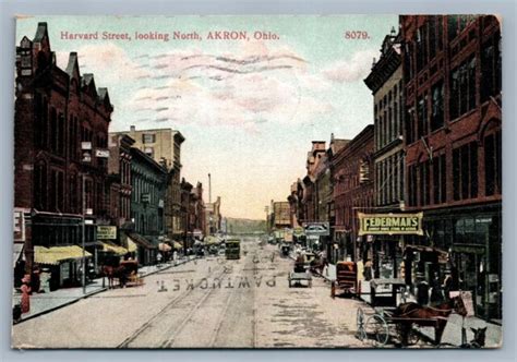 AKRON OH HARVARD STREET ANTIQUE POSTCARD | eBay