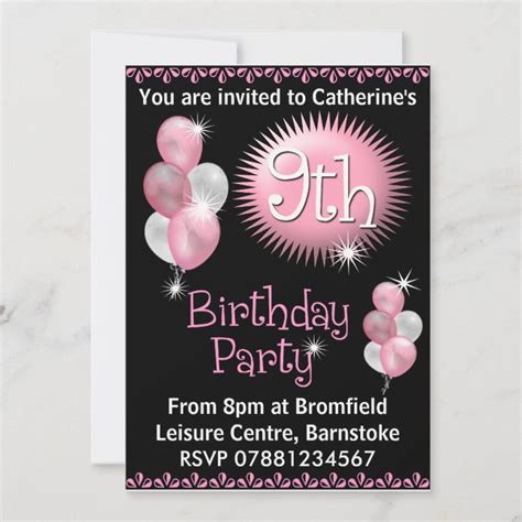 9th Birthday Party Invitation | Zazzle.com