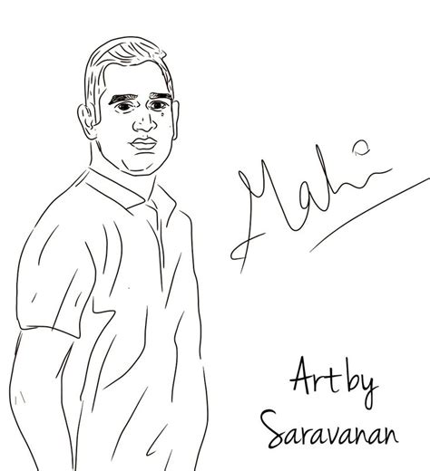 Dhoni line drawing | Line drawing, Male sketch, Drawings