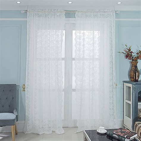 White Tulle Curtains for Living Room Decoration Sheer Curtains for Bedroom Modern Solid Sheer ...