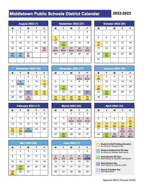 District Calendar | Middletown Public Schools