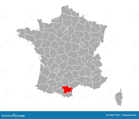 Map of Aude in France stock vector. Illustration of department - 238371041