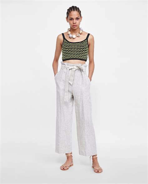 Image 1 of LINEN TROUSERS WITH BELT from Zara | Womens linen trousers, Linen pants women ...