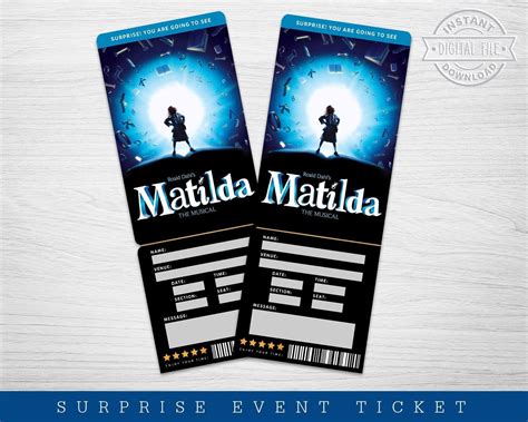 "Printable Matilda Broadway Surprise Ticket, Matilda the Musical ...