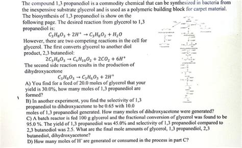 Solved The compound 1,3 propanediol is a commodity chemical | Chegg.com